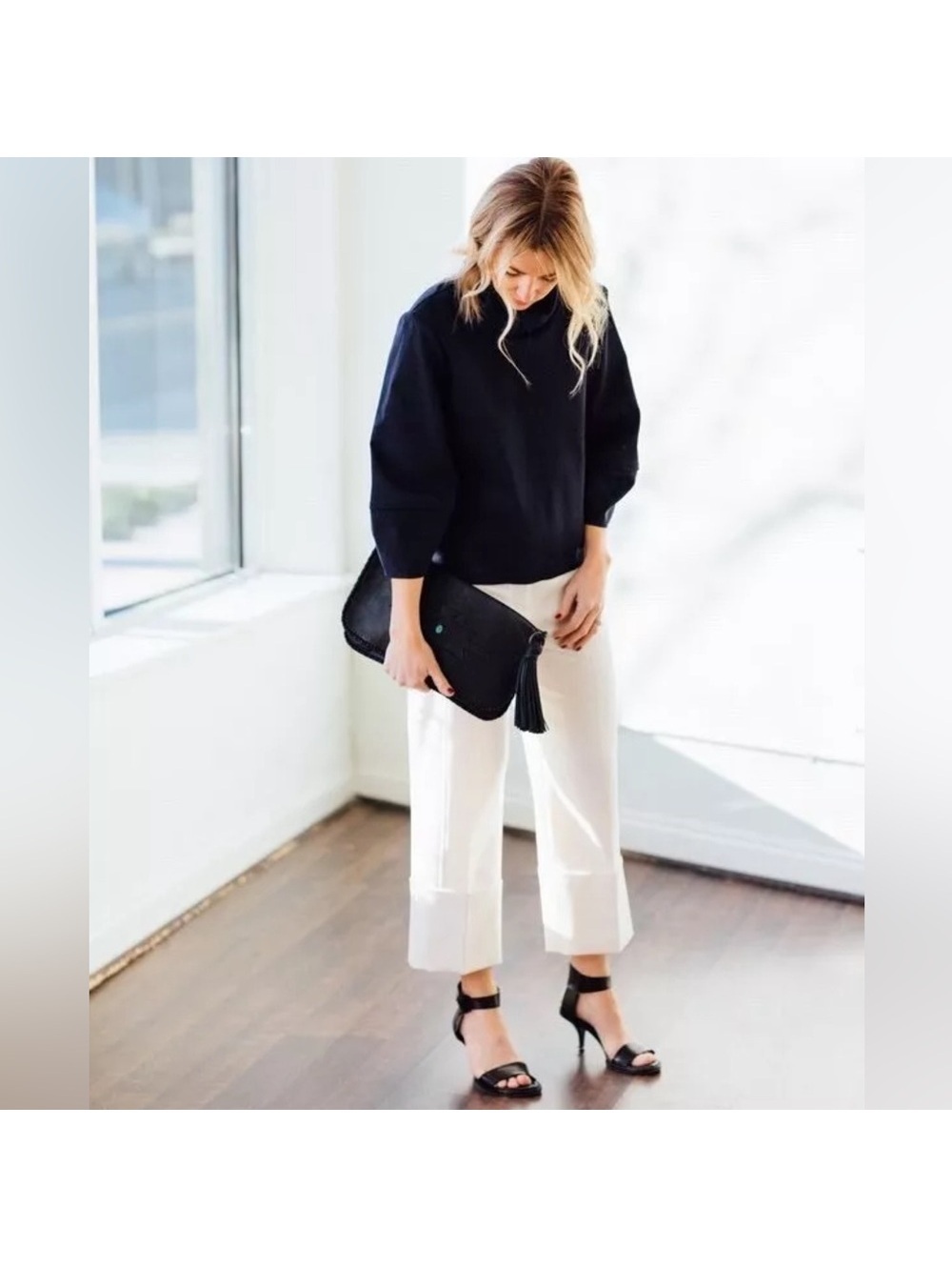 TIBI Tailored High-Rise Wide-Leg Pants in Ivory, Size 12 New w/Tag Retail $425
